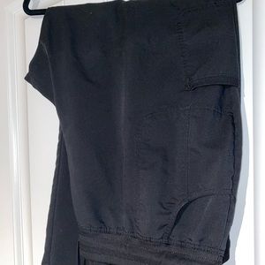 Black scrub pants with drawstring